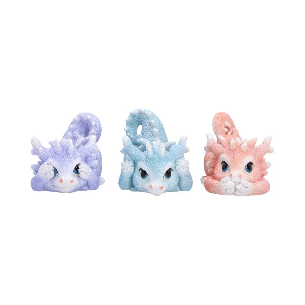 Pink blue and purple Coralscale dragon figurines