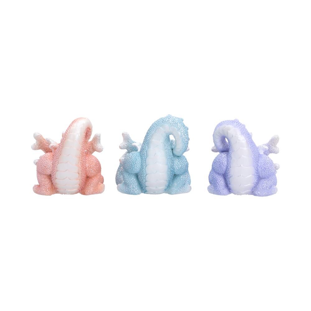 Three Wise dragon figurines See Hear Speak No Evil poses