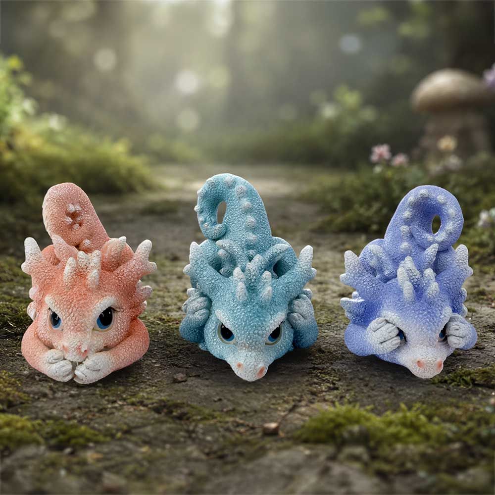 Three Wise Coralscale Dragonlings figurines set of three