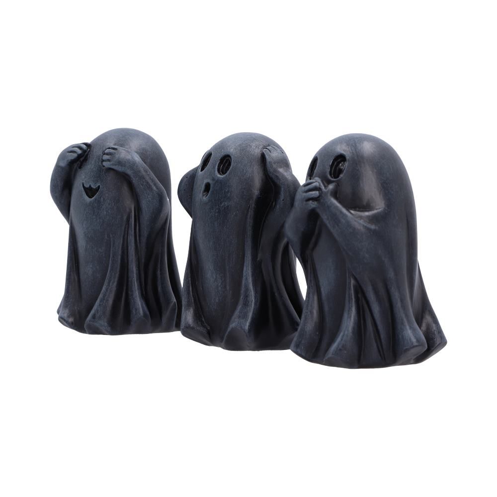 Set of three black ghost ornaments