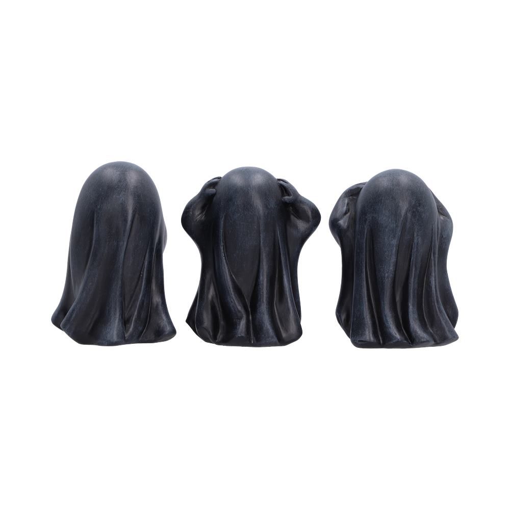 Rear view of Three Wise Ghouls figurines