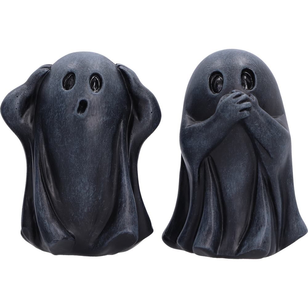 Three Wise Ghouls ghost figurines close-up