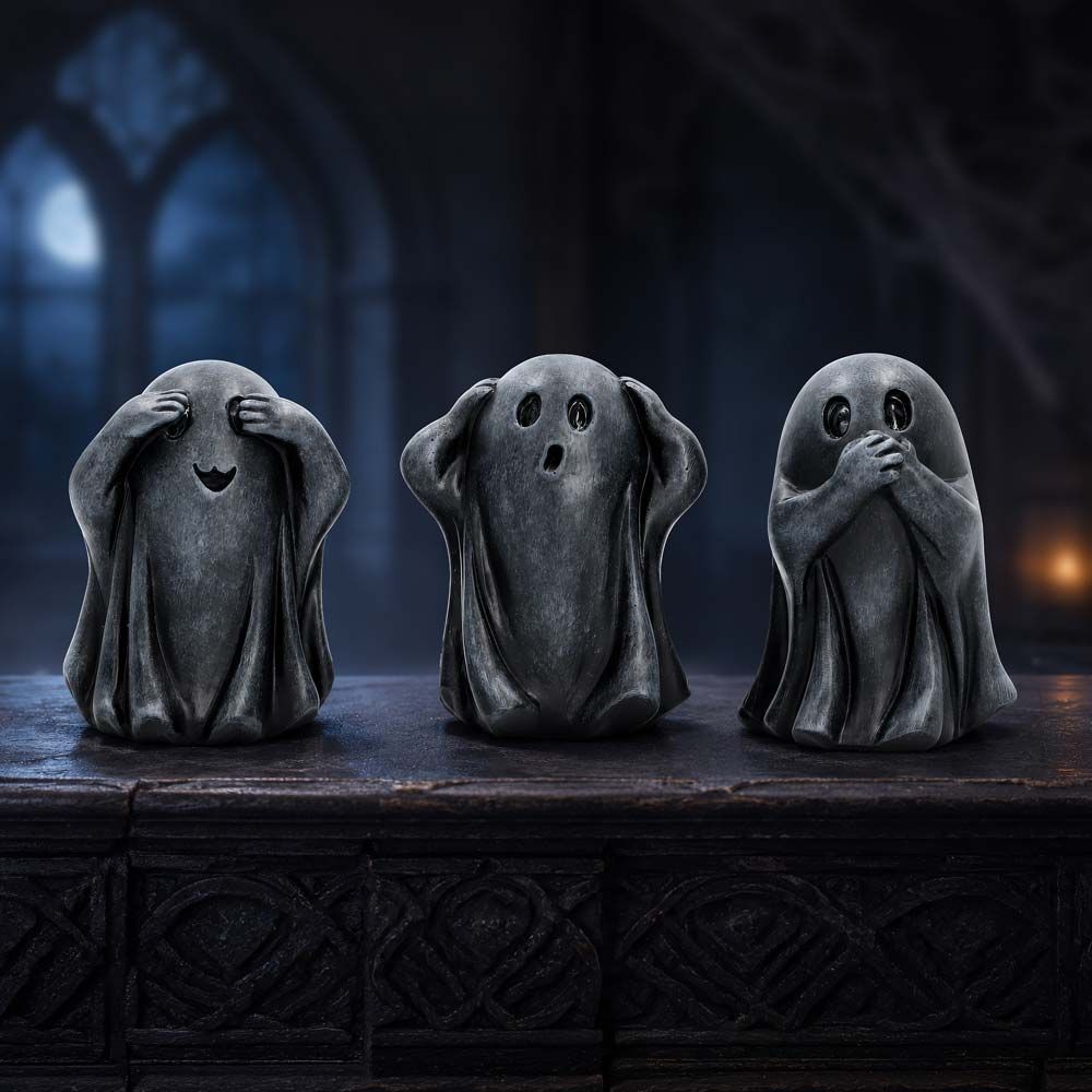 Three Wise Ghouls displayed in gothic Halloween setting
