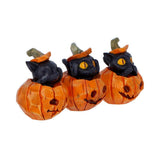 Three Wise Halloween Pumpkin Patch Cats