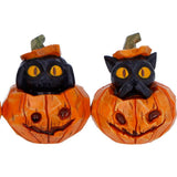 Three Wise Halloween Pumpkin Patch Cats