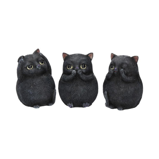 Three Wise Fat Cat Figurines
