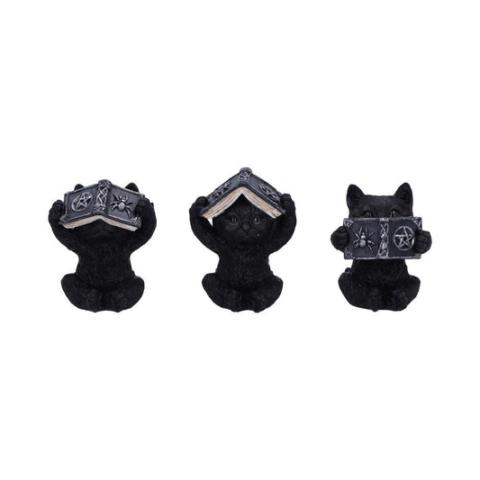 Three Wise Witchy Black Spell Cats
