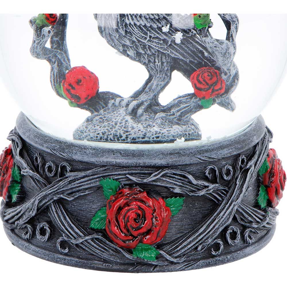 Twilight Bloom gothic raven and red roses snow globe base