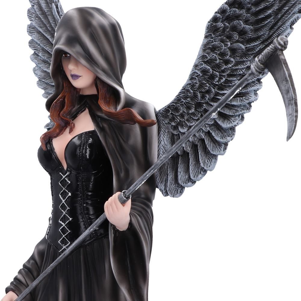 Unforgiving Black Angel gothic figurine with wings and scythe detail