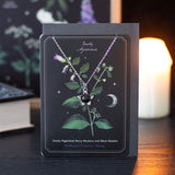 Deadly Nightshade Black Obsidian Necklace & Greetings Card