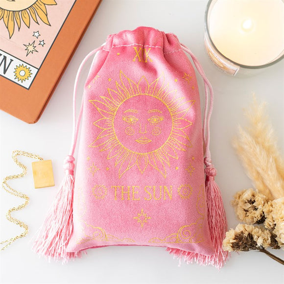 The Sun Tarot Velvet Drawstring Bag