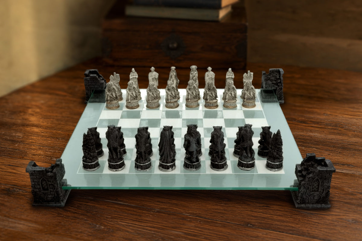 Nemesis Now Vampire and Werewolf chess set display