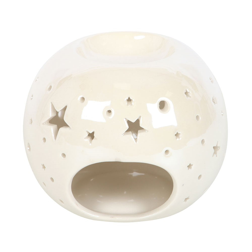 White Iridescent Star Oil Burner & Wax Warmer