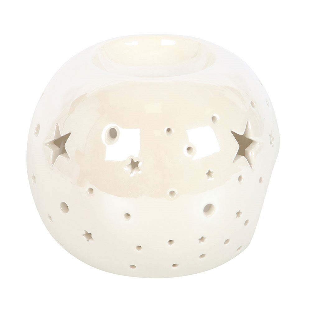 White Iridescent Star Oil Burner & Wax Warmer