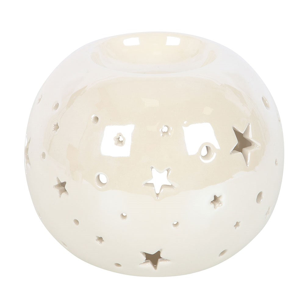White Iridescent Star Oil Burner & Wax Warmer
