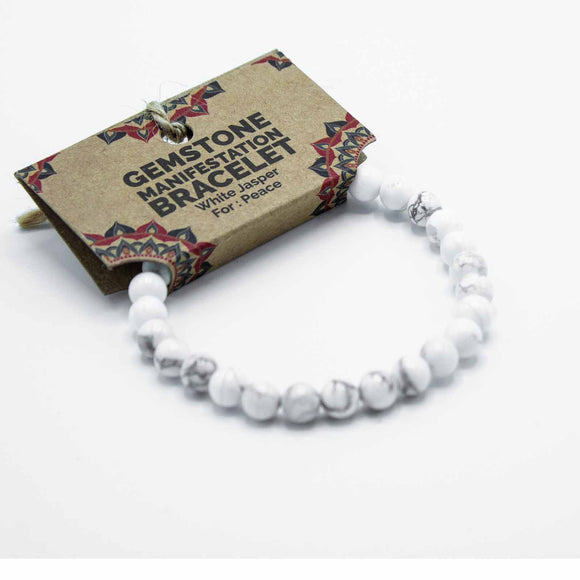 White Jasper Crystal Bead Bracelet