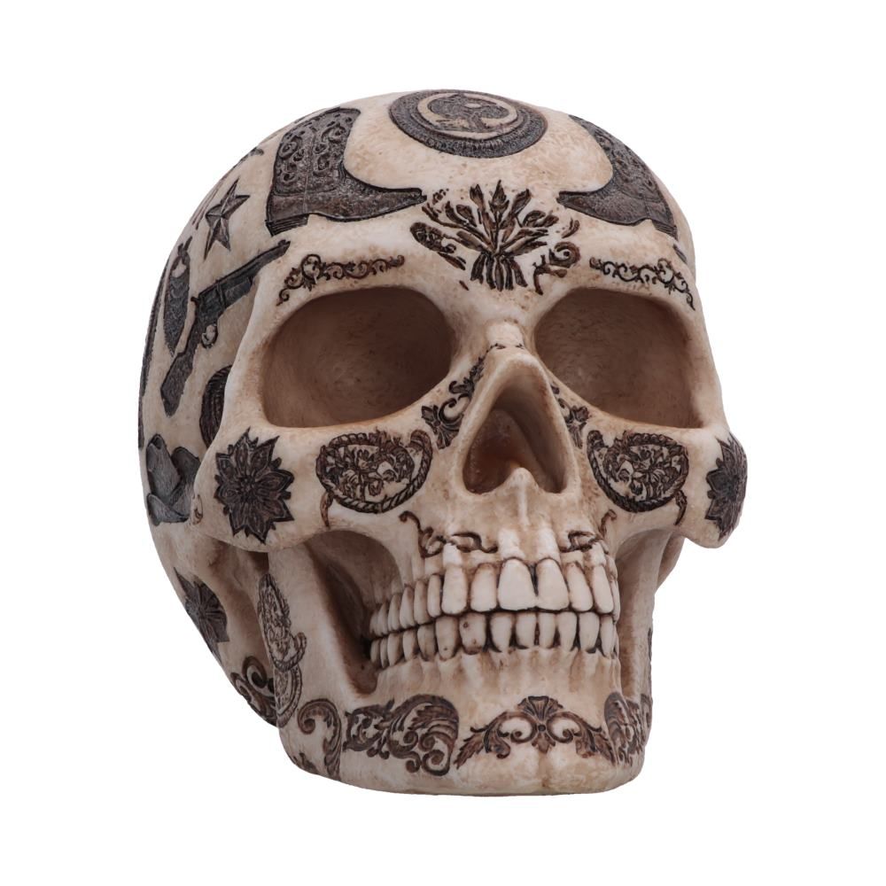 Wild West Lone Ranger skull ornament with cowboy motifs