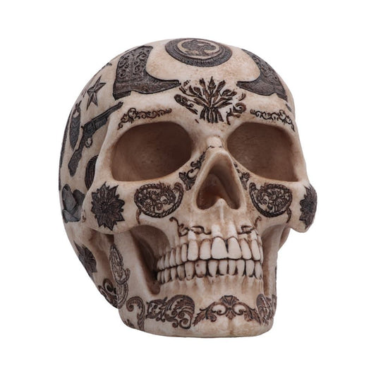 Wild West Lone Ranger skull ornament with cowboy motifs