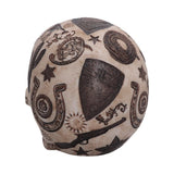 Rear view of Wild West skull showing cowboy hat and horseshoe motifs