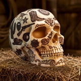 Wild West Lone Ranger skull displayed on a rustic surface