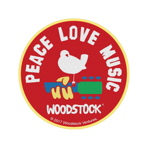 Woodstock Sew-On Patch: Peace Love Music