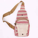Natural Cotton Cross-Body Bags - Tan & Pink