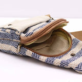 Natural Cotton Cross-Body Bags - Tan & Navy