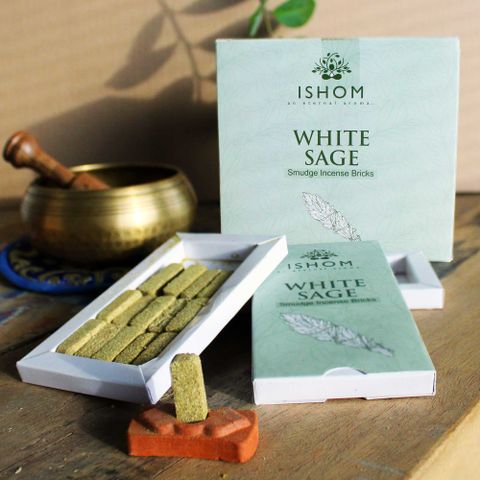 Smudge Incense Bricks and Burner - White Sage