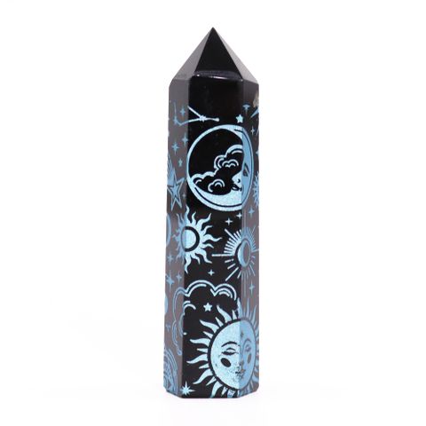 Black Obsidian Crystal Points - Mystic Story - Sky Blue