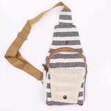 Natural Cotton Cross-Body Bag -  Black & White