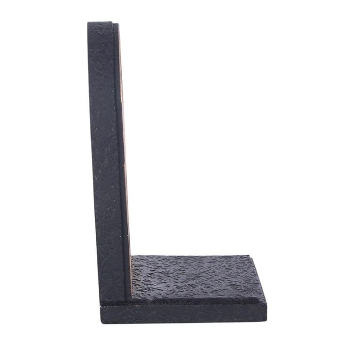 Side view of Gothic Rose Cathedral Arch Bookend showing L-shaped support