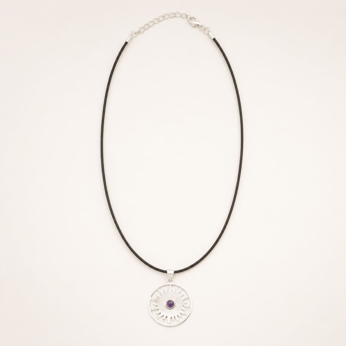Sun pendant necklace on 45cm black cord