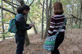 Jacquard Large Green Teal Sling Bag