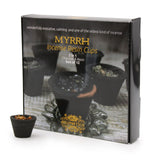 Box of Myrrh Incense Resin Cups with a small resin cup in front