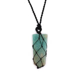 Laced Crystal Flat Point Necklace - Amazonite