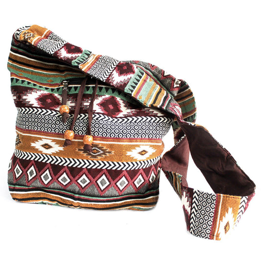 Jacquard Large Brown Sling Bag