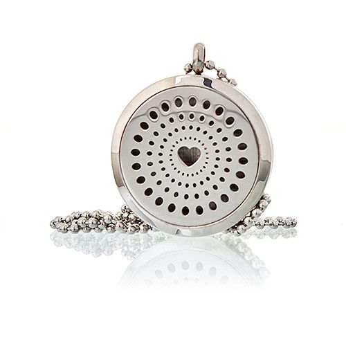 Diamonds Heart Aromatherapy Diffuser Necklace 30mm