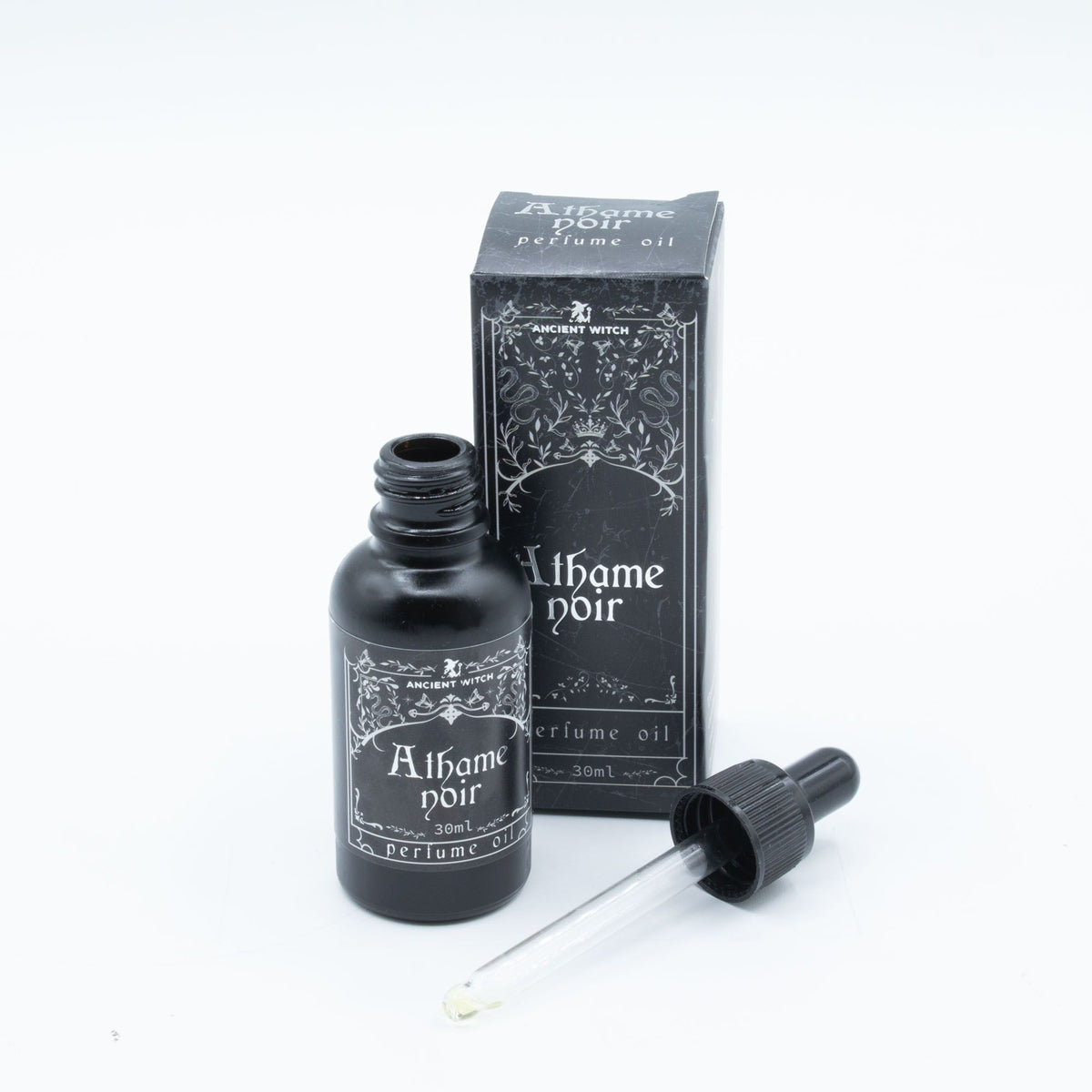 Ancient Witch Athame Noir perfume oil dropper bottle and box