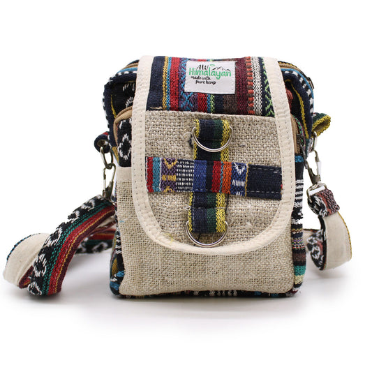 Natural Hemp & Cotton Patterned Crossbody Travel Bag