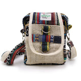 Natural Hemp & Cotton Patterned Crossbody Travel Bag