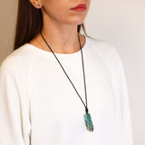 Laced Crystal Flat Point Necklace - Amazonite