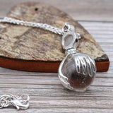 Crystal Ball Healing Hands Necklace - Clear Quartz