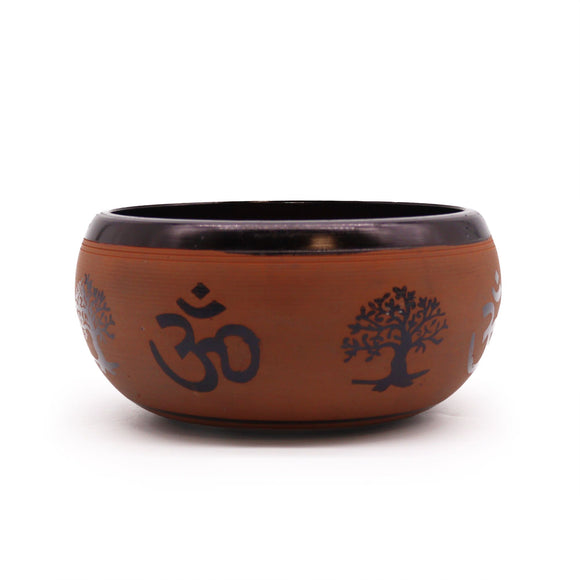 Earth Powder Singing Bowl - Clay Om Buddha 16cm