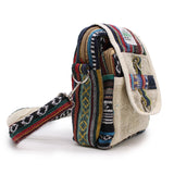 Natural Hemp & Cotton Patterned Crossbody Travel Bag