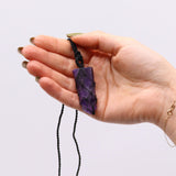 Laced Crystal Flat Point Necklace - Amethyst