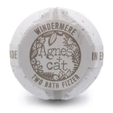 Bath bomb with 'Agnes & Cat' branding on a white background