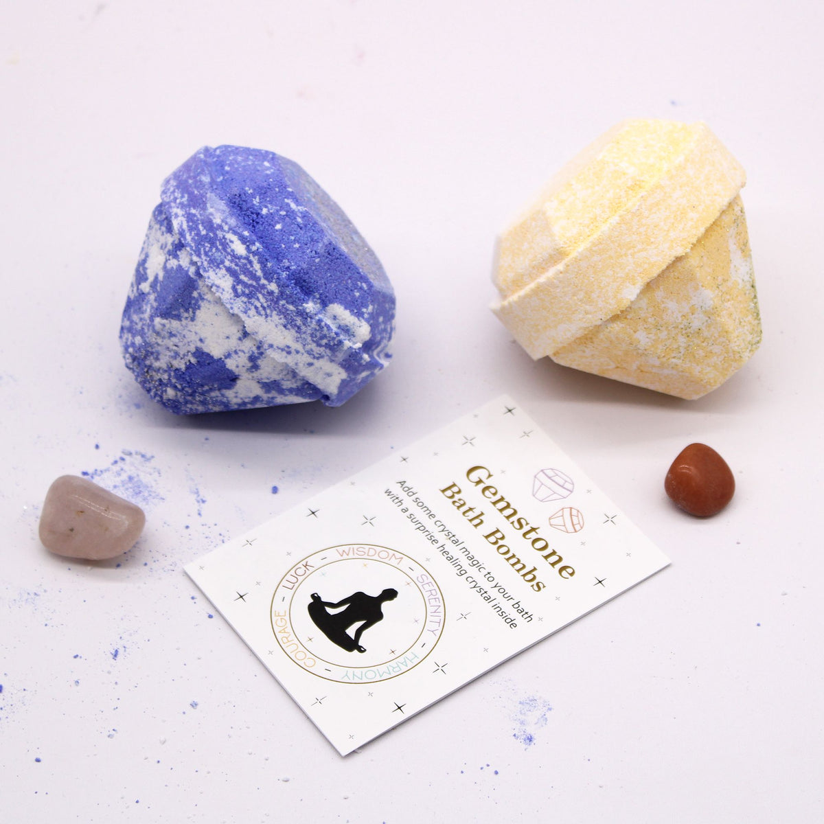 Gemstone Bath Bomb with real crystal and information card