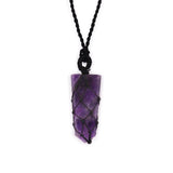 Laced Crystal Flat Point Necklace - Amethyst