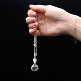 Crystal Ball Healing Hands Necklace - Clear Quartz