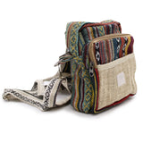 Natural Hemp & Cotton Patterned Crossbody Travel Bag